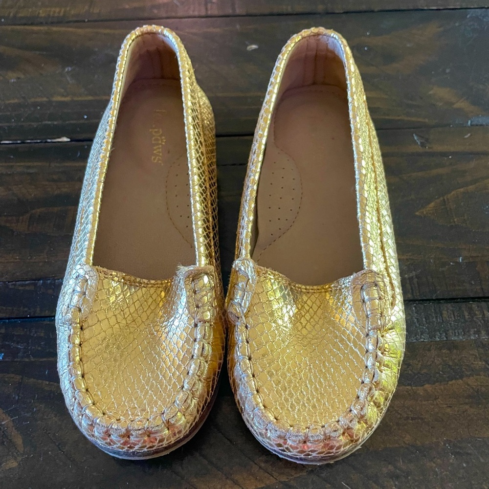 Fox Paws gold loafers size 13